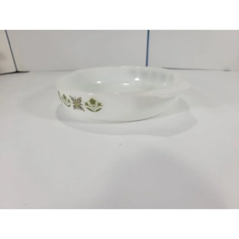 Anchor Hocking Fire King Green Meadow Milk Glass 9 Inch #429 Oven Proof made USA